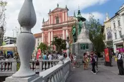 Drei Brücken am Prešeren-Platz in Ljubljana