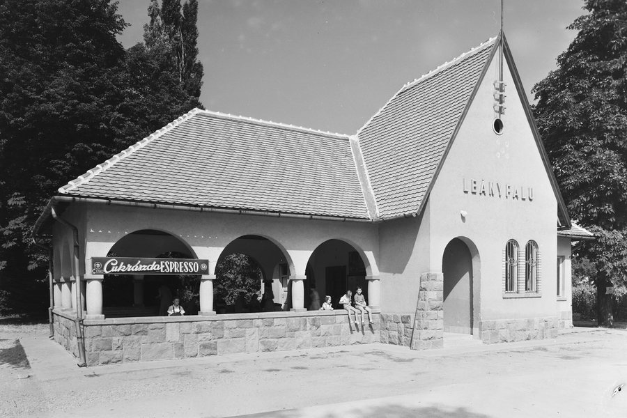Leányfalu 1955, Hajóállomás. Fortepan 91171
